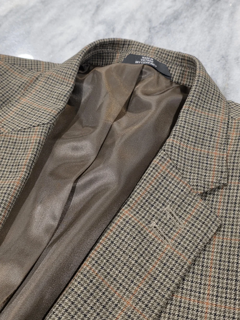 48R Men's Haggar Classic Fit Blazer Brown Houndstooth Orange Accent Sport Coat